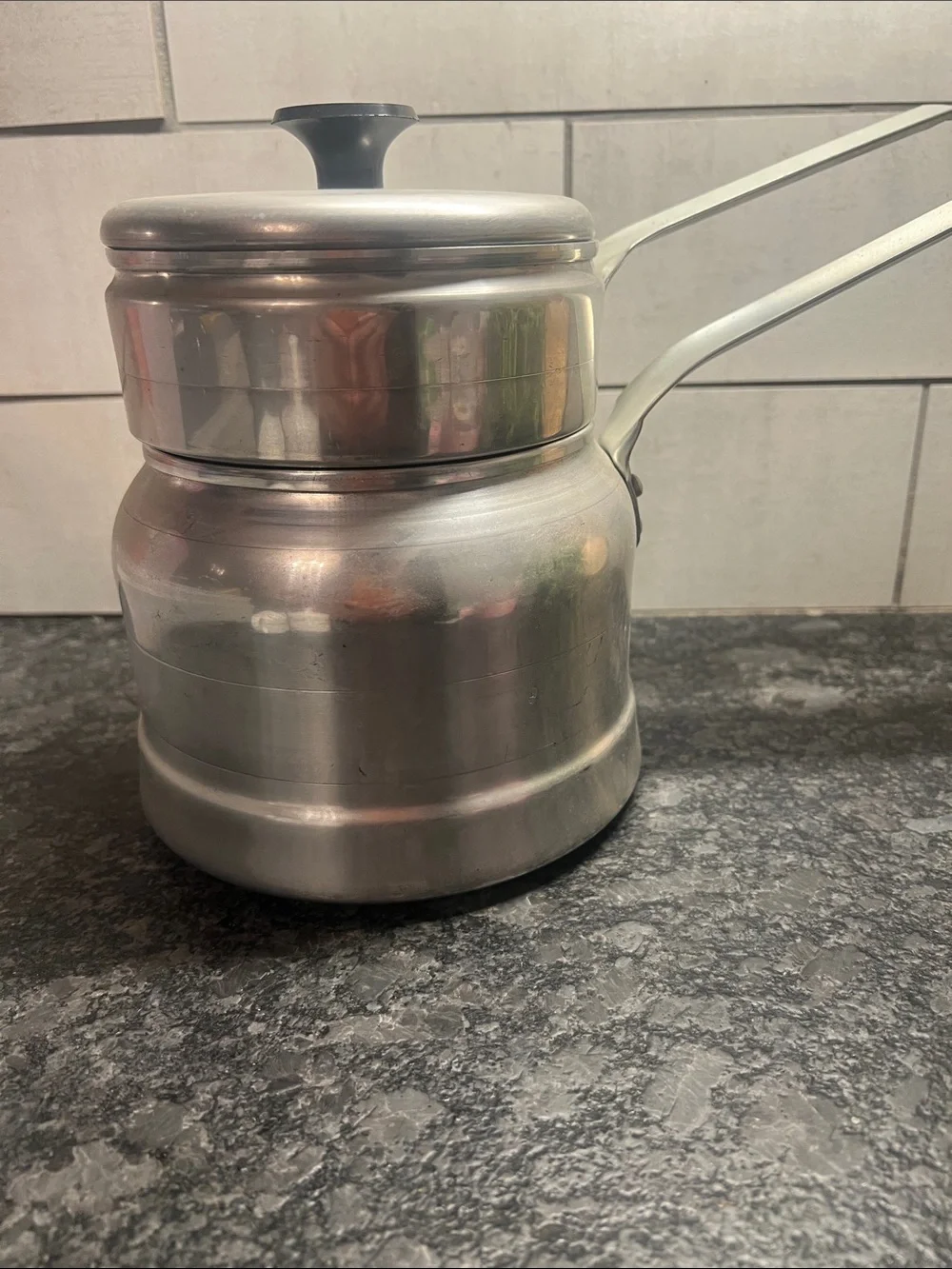 Comet Aluminum Double Boiler Saucepan with Lid - Stovetop Silver. Exc condition